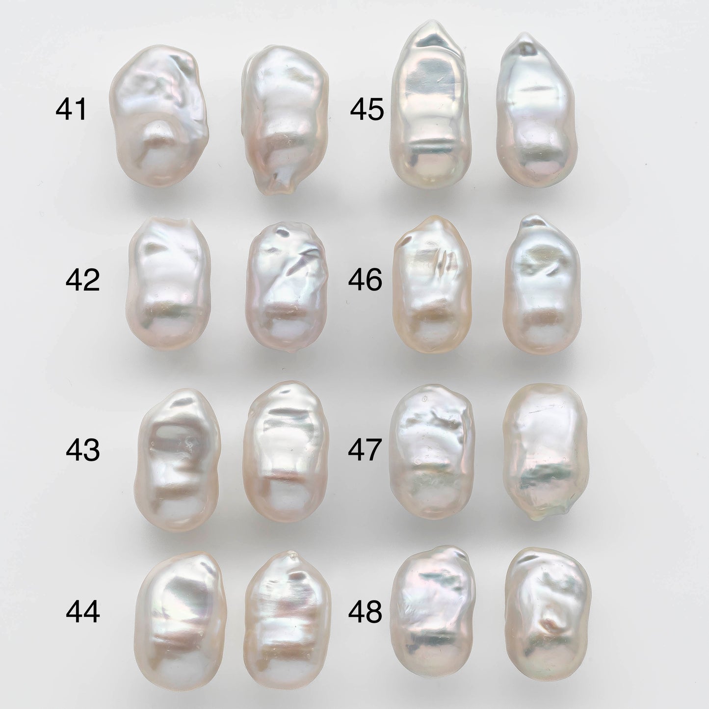 11-12mm Loose Pair Baroque Pearl Small Size Undrilled Smooth Front and Backside with High Luster, for Making Earring, SKU # 1354BA