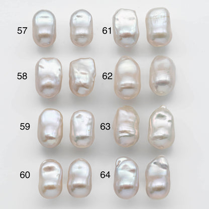 11-12mm AAA Baroque Pearl Loose Pair Undrilled with High Luster and Smooth Surface of Making Earring, SKU # 1359BA