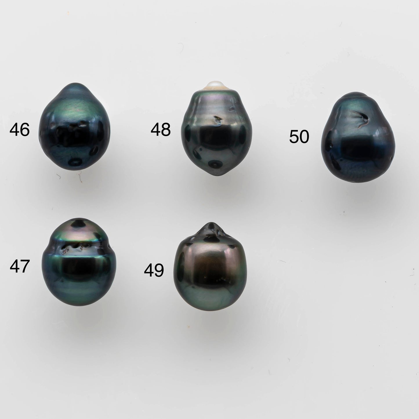 8-9mm Tahitian Pearl Undrilled Loose Teardrop in High Luster and Natural Color with Blemishes, SKU # 1466TH