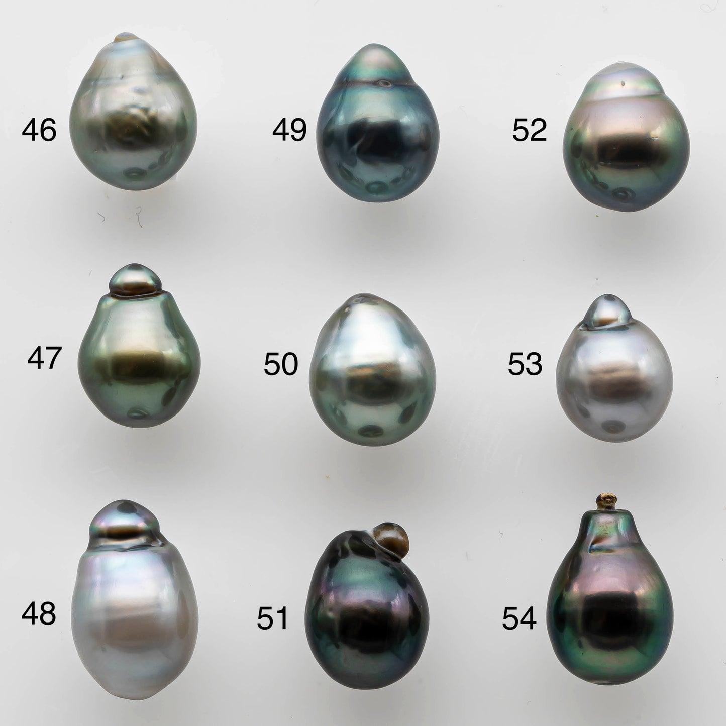 8-9mm Peacock Tahitian Pearl Teardrop Loose Undrilled Natural Color with Super Nice Luster and Blemishes, SKU # 1467TH