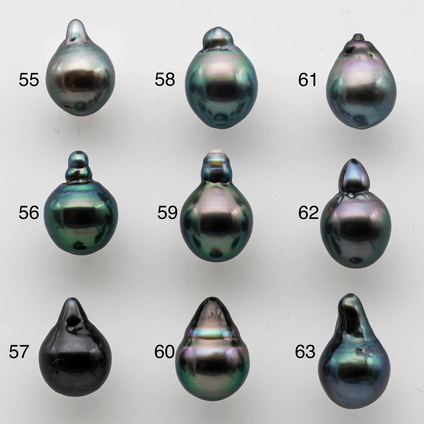 8-9mm Peacock Tahitian Pearl Teardrop Loose Undrilled Natural Color with Super Nice Luster and Blemishes, SKU # 1467TH