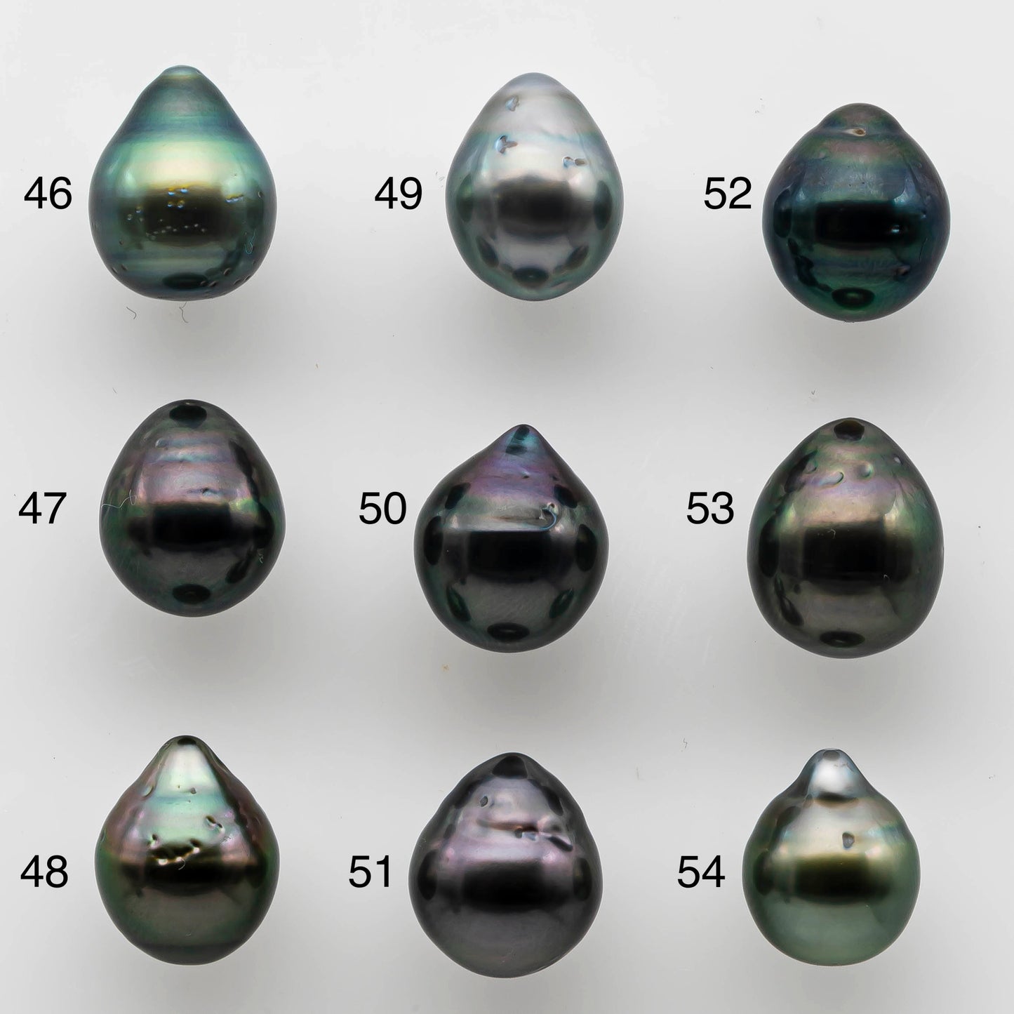 9-10mm Single Tahitian Pearl Teardrop Loose Undrilled Piece in High Luster and Natural Color with Blemishes, SKU #1476TH