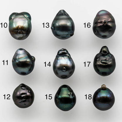 11-12mm Tahitian Pearl Teardrop Loose Single Piece Undrilled in Natural Color and High Luster with Blemishes, SKU # 1494TH