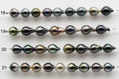 9-10mm Multi Color Teardrop Tahitian Pearl with Amazing High Luster in Short Strand for Making Jewelry, SKU # 1541TH