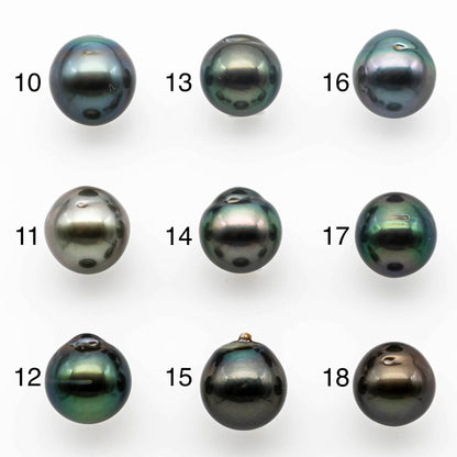 13-14mm Near Round Tahitian Pearl Loose Dark Color Undrilled with Natural Color and High Luster, One Single Piece with Blemish, SKU # 1405TH