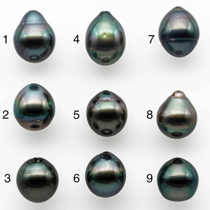 13mm or 14mm Teardrop Black Tahitian Pearl with Blemish in Loose Undrilled Natural Color and High Luster, Single Piece, SKU # 1414TH