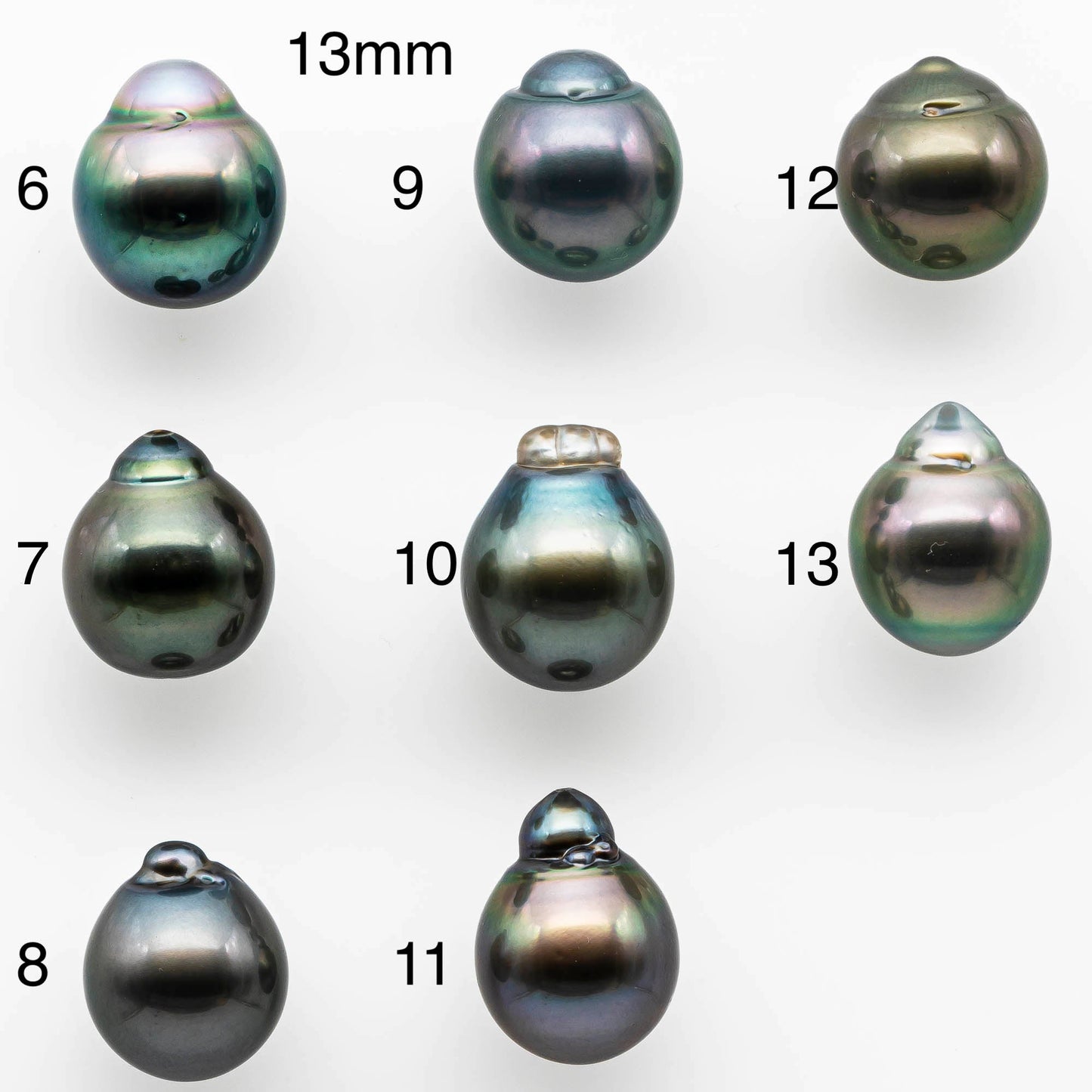 12-14mm Loose Teardrop Tahitian Pearl Undrilled with Natural Color and High Luster, 1 Single Piece, SKU #1416TH