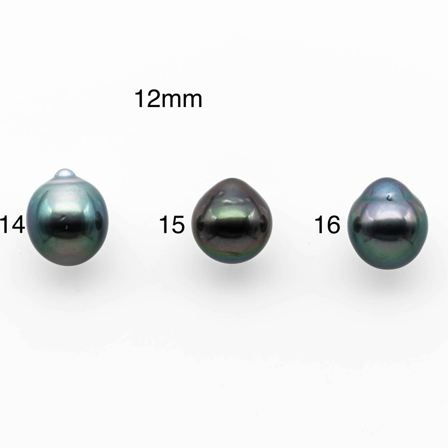 12-14mm Loose Teardrop Tahitian Pearl Undrilled with Natural Color and High Luster, 1 Single Piece, SKU #1416TH