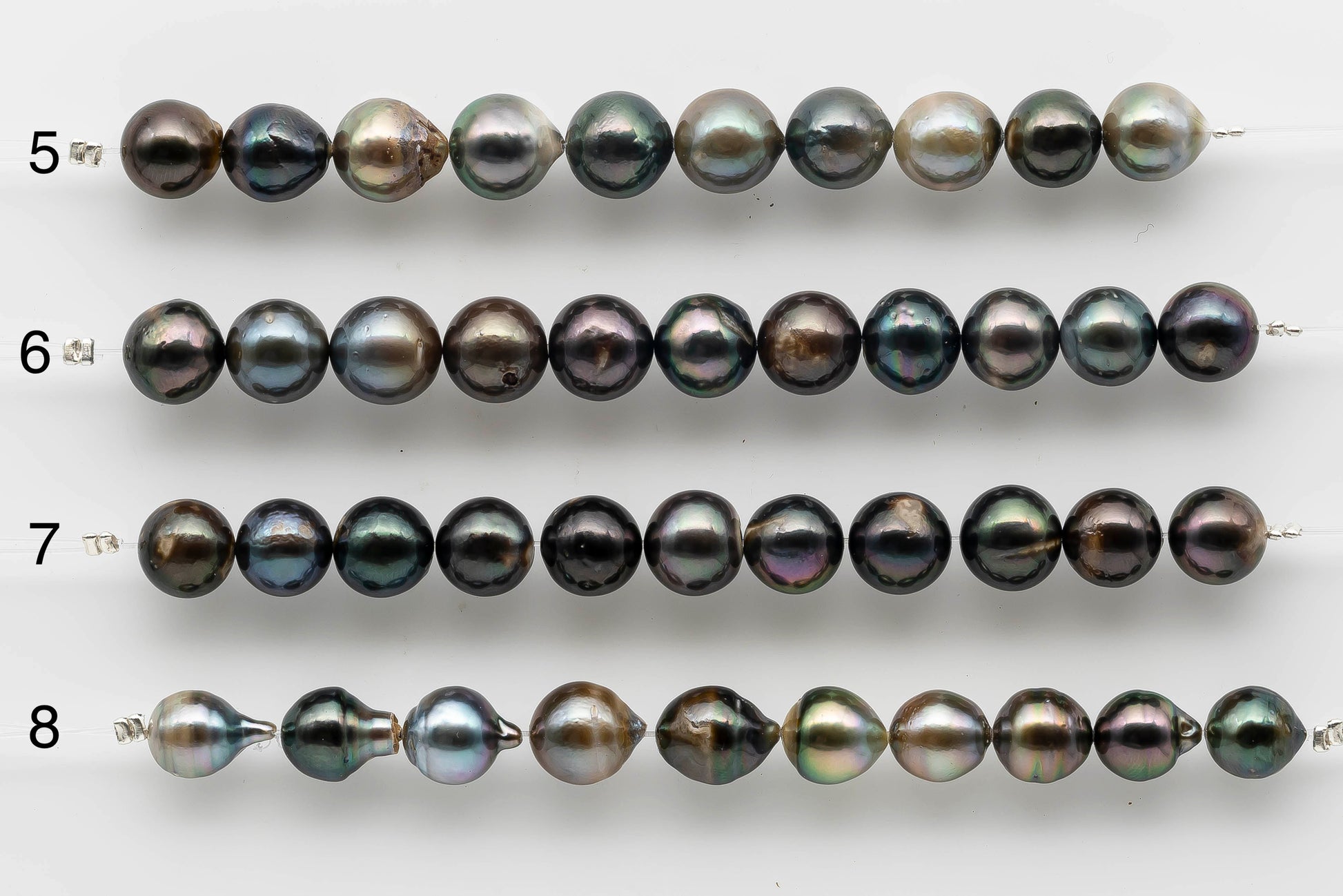 Tahitian Pearl near round in 4 inch strand.