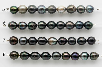 Tahitian Pearl near round in 4 inch strand.