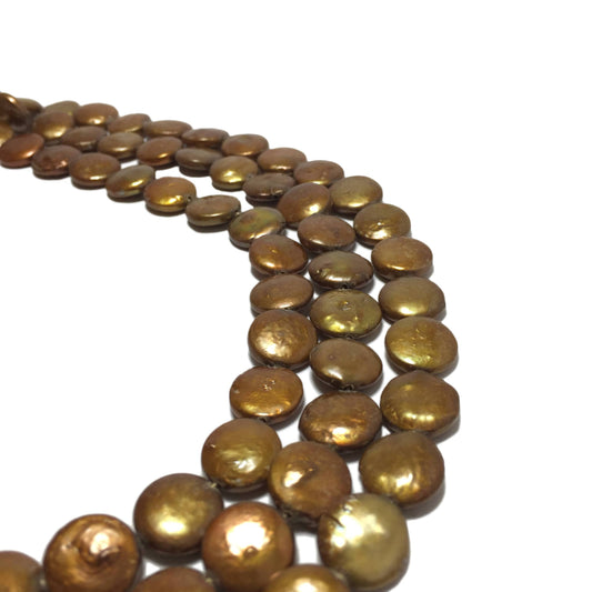 Coin Pearls, 9.5-10mm Copper Freshwater Pearls in 16 inches, COIN005