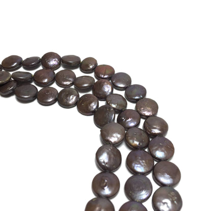 Coin Pearls, 11-11.5mm Dark Tan Freshwater Pearls in 16 inches, COIN003