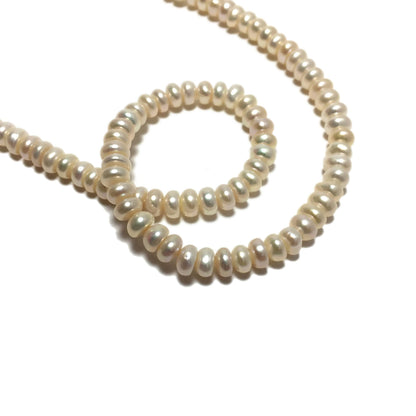 Button Pearls, AA Grade 5-5.5mm White Freshwater Pearls in 16 inches, BUT001