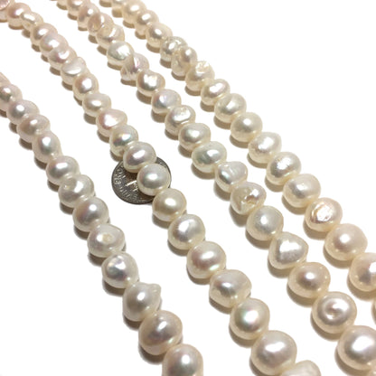 Nugget Pearls, 9-9.5mm White Freshwater Pearls in 16 inches, NUG019