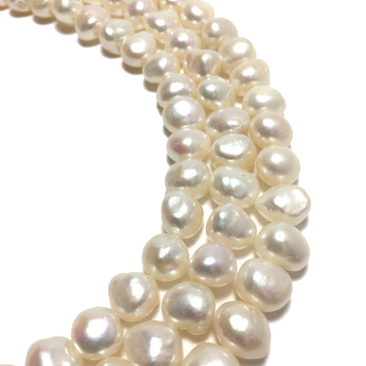 Nugget Pearls, 9-9.5mm White Freshwater Pearls in 16 inches, NUG019