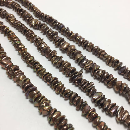 Keshi Pearls, 5.5-8mm Brown Freshwater Pearls in 16 inches strand, KES009