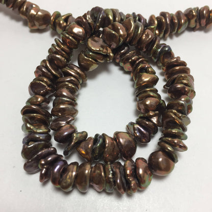 Keshi Pearls, 5.5-8mm Brown Freshwater Pearls in 16 inches strand, KES009