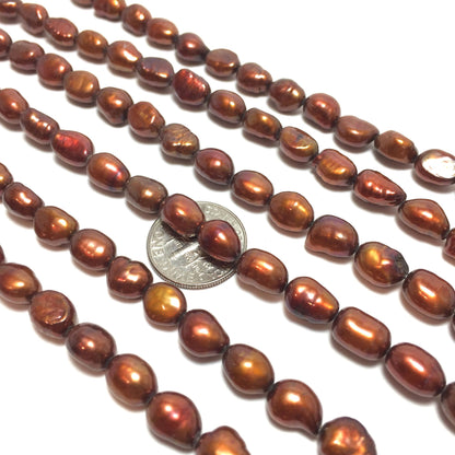 Nugget 6-6.5mm Brown Freshwater Pearls 16 inches, NUG001
