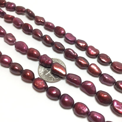 Nugget 6.5-7mm Dark Cranberry Freshwater Pearls 16 inches, NUG006