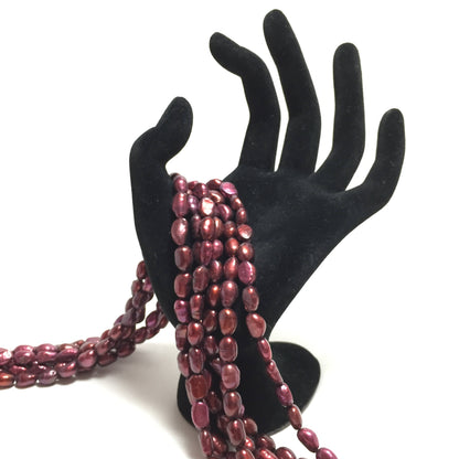 Nugget 6.5-7mm Dark Cranberry Freshwater Pearls 16 inches, NUG006