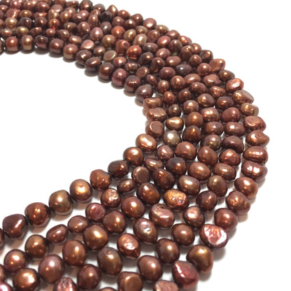 Nugget 7-7.5mm Brown Freshwater Pearls 16 inches, NUG007