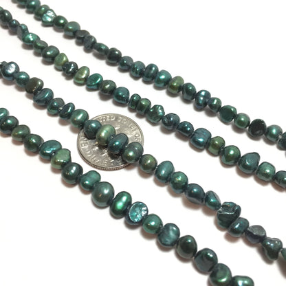 Nugget 5-5.5mm Teal Freshwater Pearls 15.5 inches, NUG010
