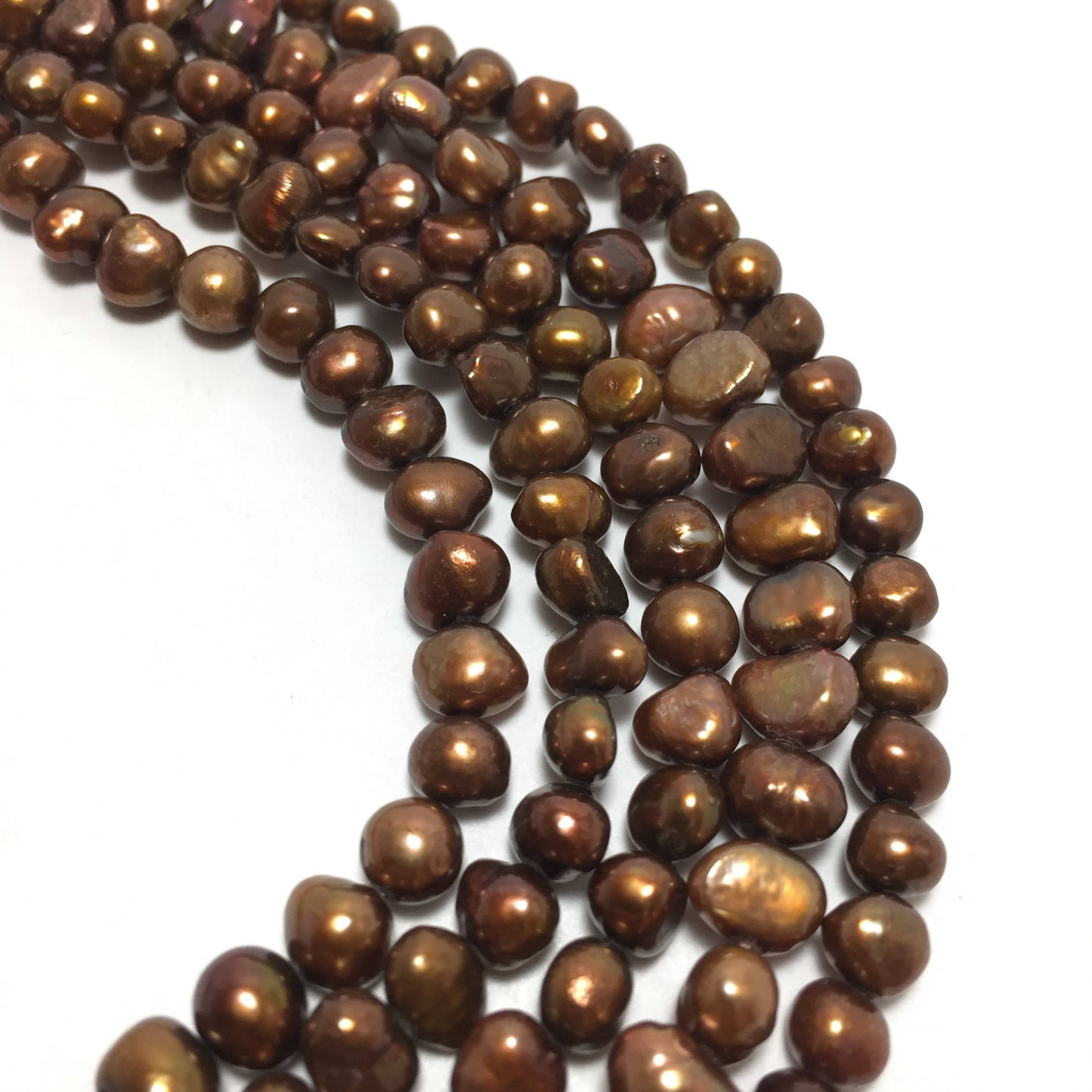 Nugget 5.5-6mm Brown Freshwater Pearls 16 inches, NUG012