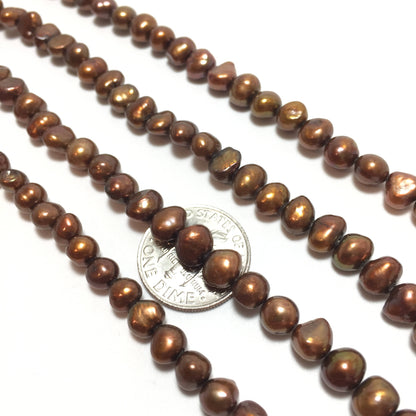 Nugget 5.5-6mm Brown Freshwater Pearls 16 inches, NUG012