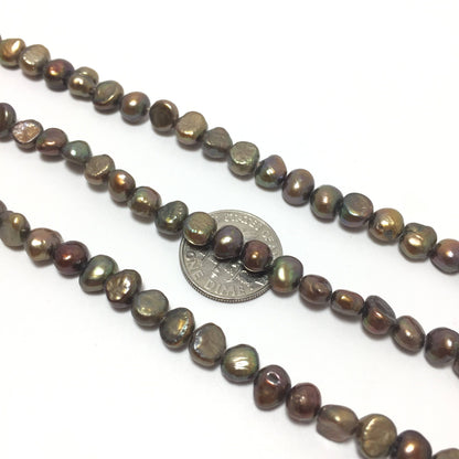 Nugget 6-6.5mm Brown Freshwater Pearls 16 inches, NUG014