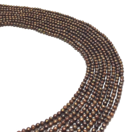 Baby Potato 2.5-3mm Chocolate Freshwater Pearls 16 inches, Seed Pearls, BPOT003