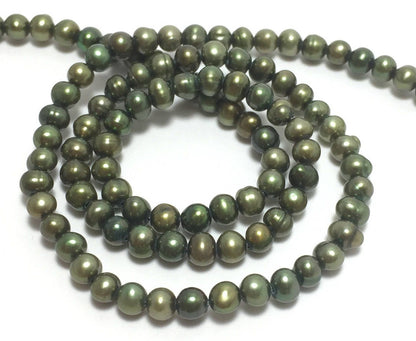 Baby Potato 3-3.5mm Green Freshwater Pearls 16 inches, Seed Pearls BPOT006