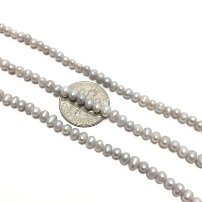 Baby Potato 3-3.5mm Grey Freshwater Pearls 16 inches, Seed Pearls, BPOT009