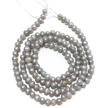 Baby Potato 3-3.5mm Grey Freshwater Pearls 16 inches, Seed Pearls, BPOT009