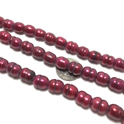 Large Hole Pearls, 8-8.5mm Rice Cranberry Freshwater Pearls, 8 inch strand with 2.5mm hole size, LH001