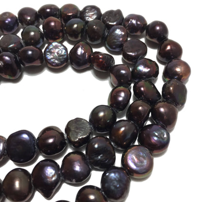 Large Hole Pearls, 7.5-8mm Nugget Shape Peacock Color Freshwater Pearls, 8 inch strand with 2.5mm hole size, LH010