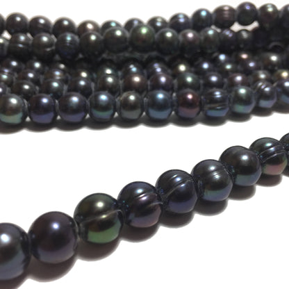 Large Hole Pearls, 9-9.5mm Potato Shape Peacock Color Freshwater Pearls, 8 inch strand with 2.5mm hole size, LH019