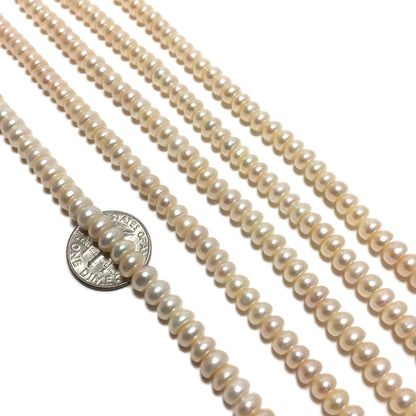 Button Pearls, AA Grade 5-5.5mm White Freshwater Pearls in 16 inches, BUT001