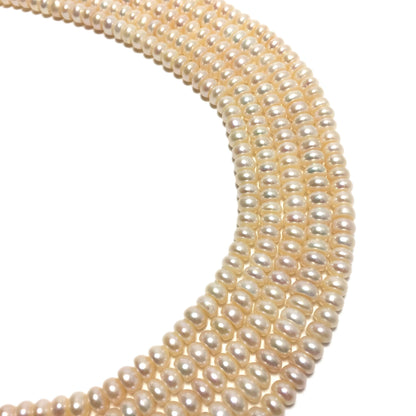Button Pearls, AA Grade 5-5.5mm White Freshwater Pearls in 16 inches, BUT001
