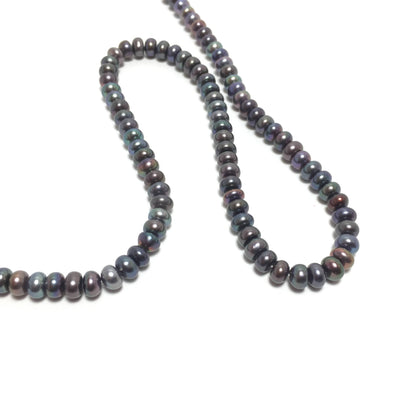 Button or Roundel Pearls, 5-5.5mm Peacock Color Freshwater Pearls in 16 inches, BUT003