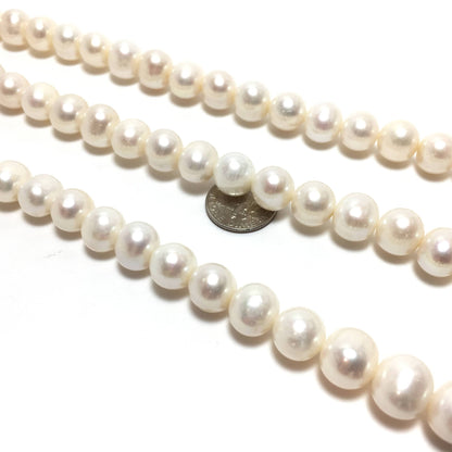 Near Potato Pearls, 9.5-10.5mm White Color Freshwater Pearls in 15.5 inches, NRD001