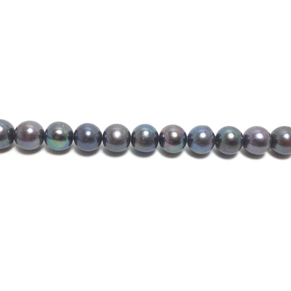 Near Round Pearls, 10.5-11.5mm Peacock Color Freshwater Pearls in 15.75 inches, NRD003