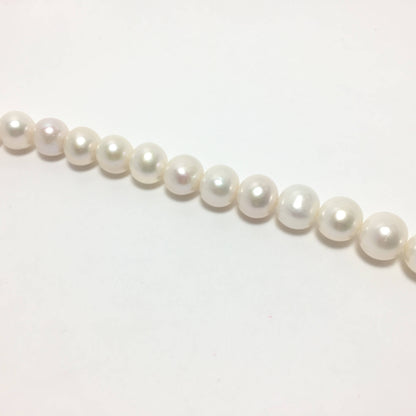 Near Round Pearls, 10.5-11.5mm White Color Freshwater Pearls in 15.5 inches, NRD007