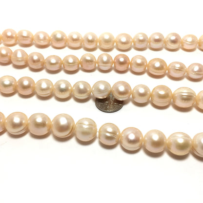 Potato Pearls, 11.5-12mm Natural Peach Color Freshwater Pearls in 15.5 inches, POT008