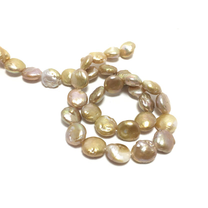 Coin Pearls, 10-10.5mm Natural Lavender and Gold Color Freshwater Pearls in 15.5 inches, COIN007