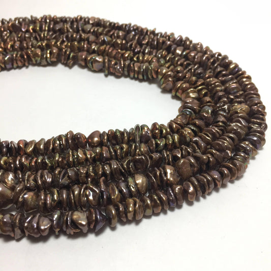 Keshi Pearls, 5.5-8mm Brown Freshwater Pearls in 16 inches strand, KES009