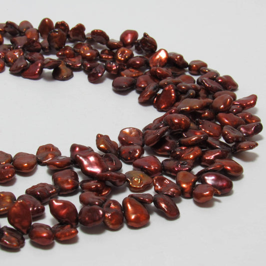 Keshi Pearls in Cholate Colors 6.5-7mm Top Drill, Freshwater Pearls in 16 inches strand, KES005