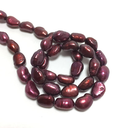Nugget 6.5-7mm Dark Cranberry Freshwater Pearls 16 inches, NUG006