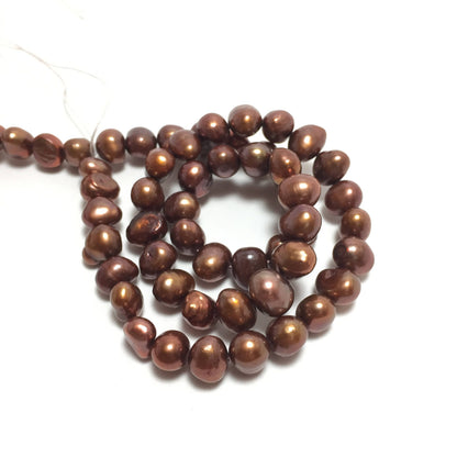 Nugget 7-7.5mm Brown Freshwater Pearls 16 inches, NUG007