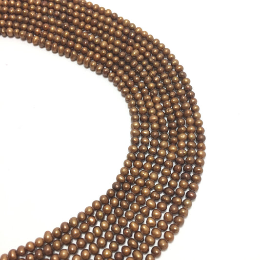 Baby Potato 2.5-3mm Brown Freshwater Pearls 16 inches, Seed Pearls, BPOT005
