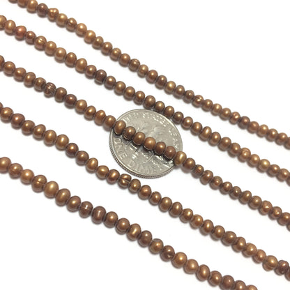 Baby Potato 2.5-3mm Brown Freshwater Pearls 16 inches, Seed Pearls, BPOT005